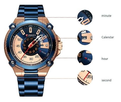 Curren Blue n Gold Dial Watch - MC2K1015 - Image 4